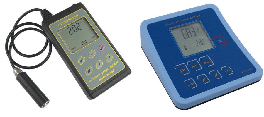 Matavimo prietaisai, pH-metrai, laidumo matuokliai, deguonies matuokliai, storio matuokliai, termometrai 01